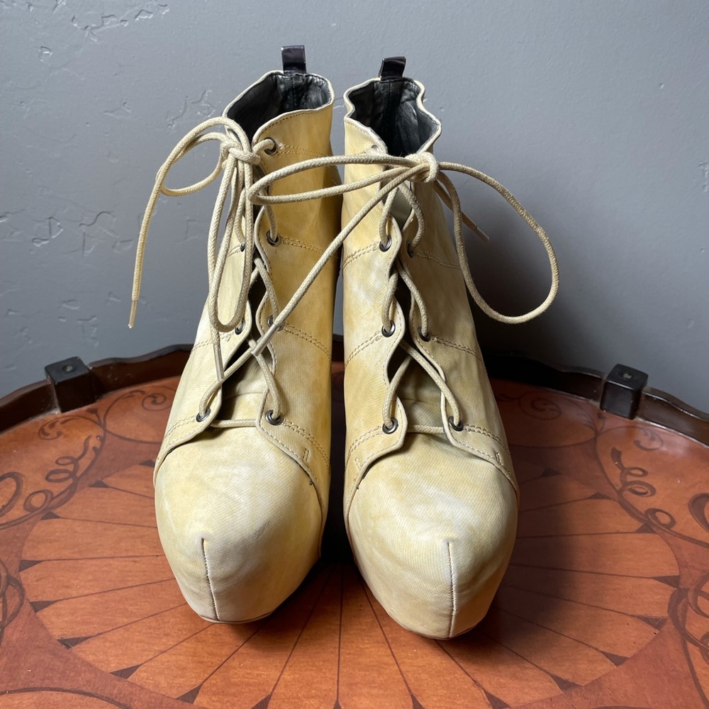Yellow Wedge Boots